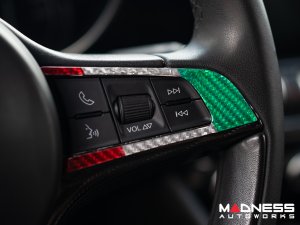 Alfa Romeo Giulia Steering Wheel Trim - Italian Theme - Std Model - Control Trim - Carbon Fiber - Pre '20 models - Feroce Carbon Alfa Romeo Giulia Steering Wheel Trim - Italian Theme - Std Model - Control Trim - Carbon Fiber - Pre '20 models - Feroce Carbon